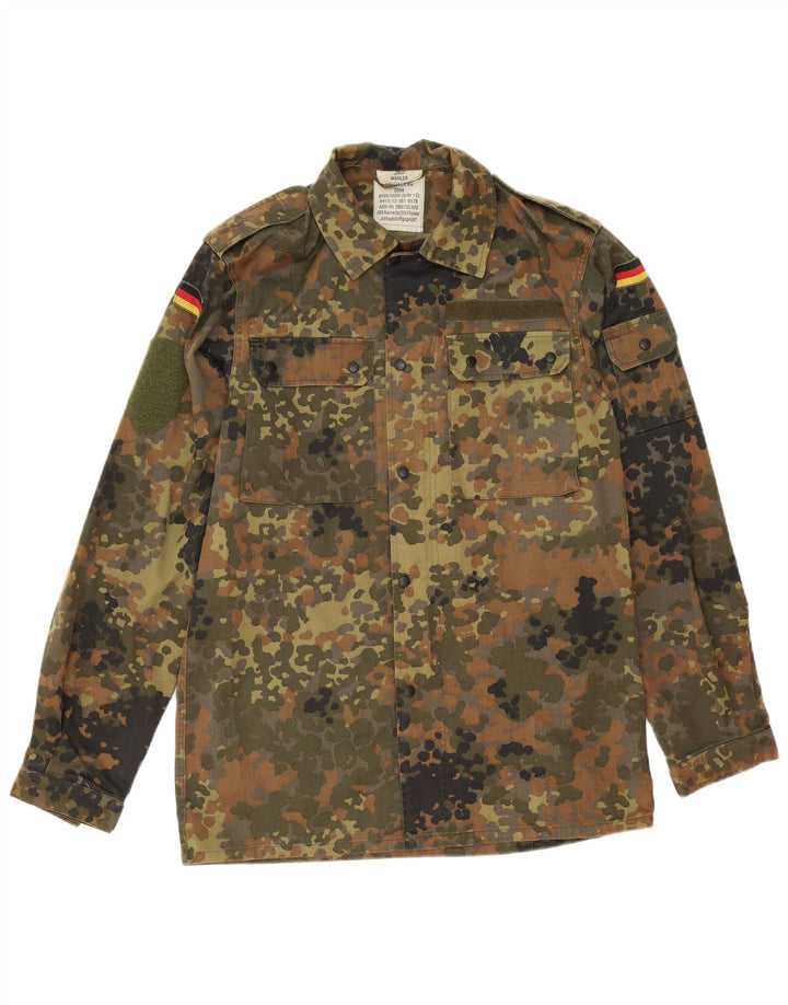 Vintage Mens Overshirt Military Shirt Medium Khaki Camouflage Cotton