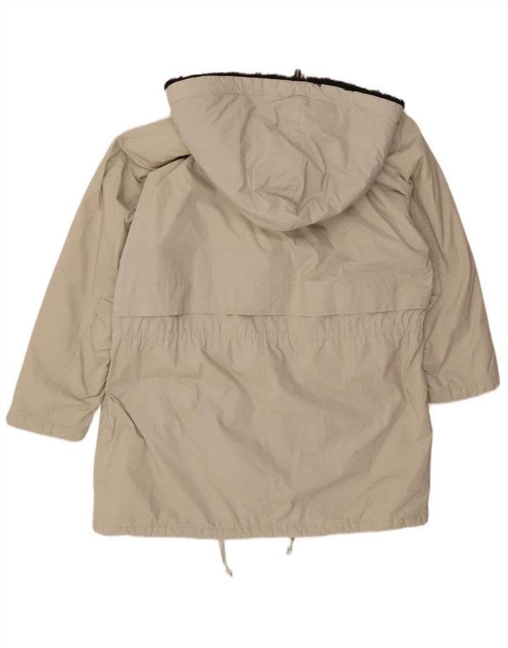 VINTAGE Womens Oversized Hooded Double Breasted Coat UK 18 XL Beige