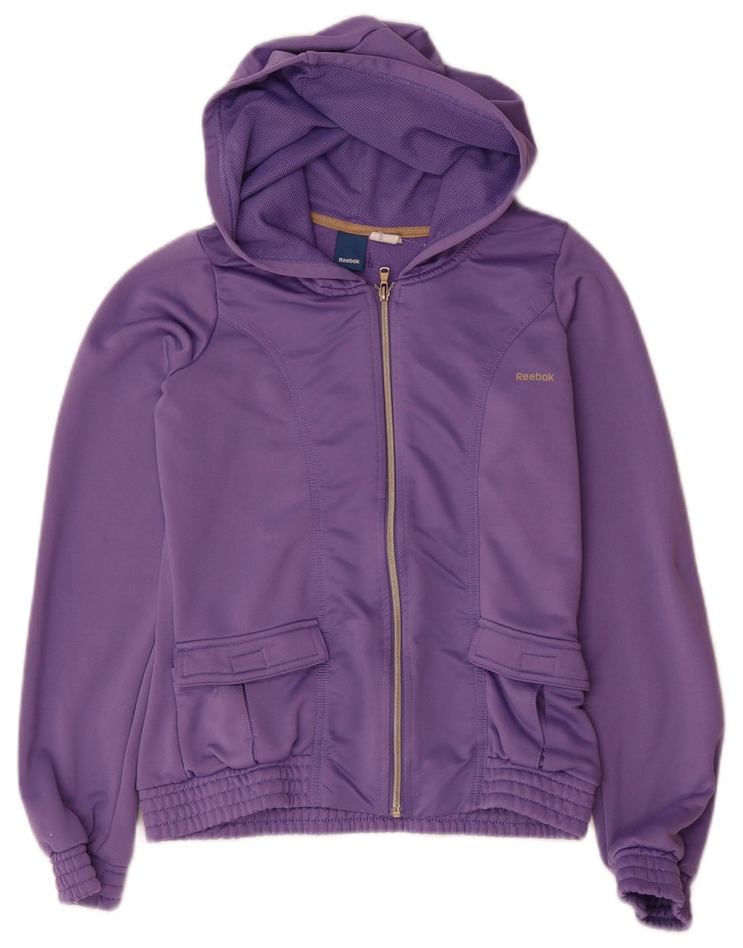 Reebok Womens Zip Hoodie Sweater UK 12 Medium Purple Polyester