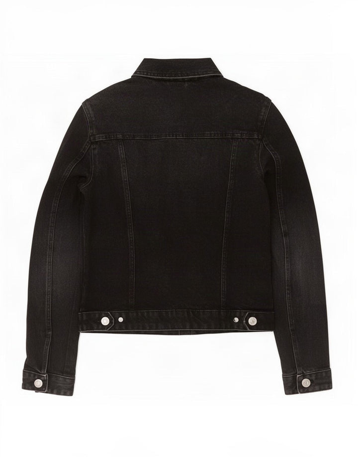 Zara Womens Denim Jacket UK 10 Small Black