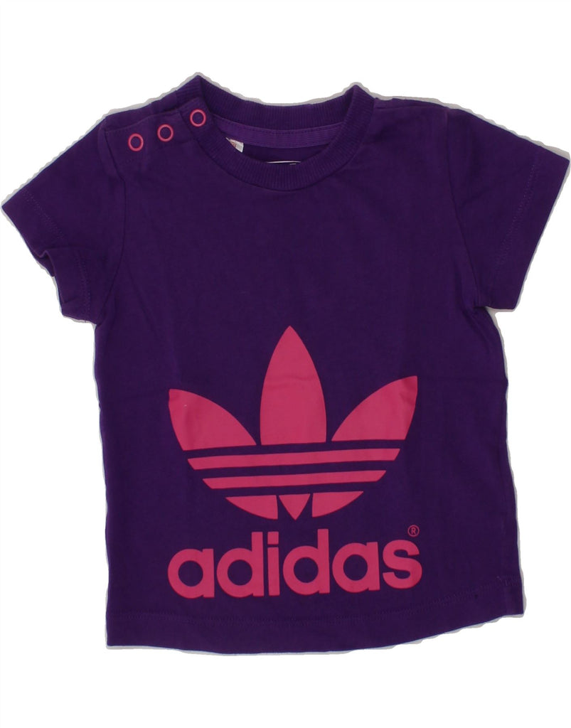ADIDAS Baby Girls Graphic T-Shirt Top 6-9 Months Purple Cotton Sports Vintage Adidas and Second-Hand Adidas from Messina Hembry 