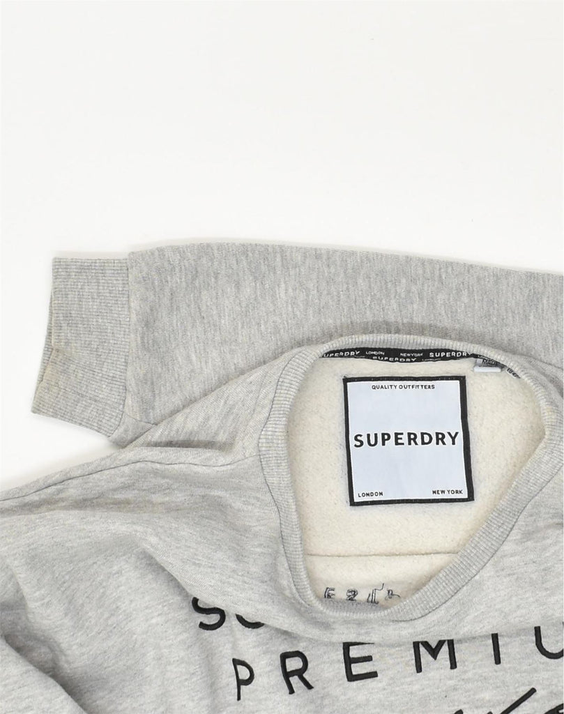 SUPERDRY Womens Sweatshirt Jumper UK 14 Large Grey Cotton | Vintage Superdry | Thrift | Second-Hand Superdry | Used Clothing | Messina Hembry 