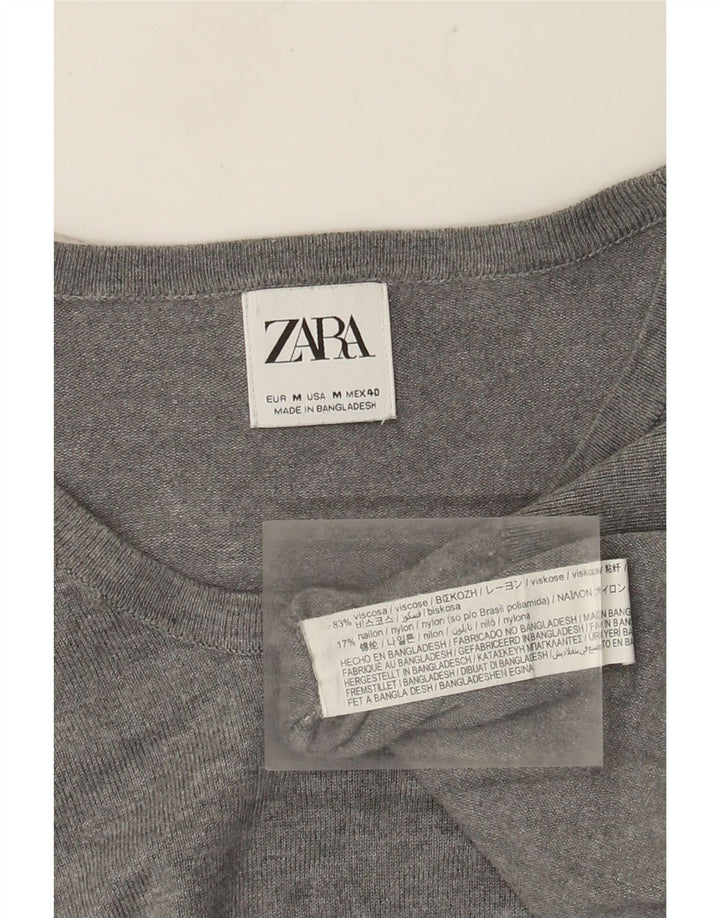 Zara Mens Crew Neck Jumper Sweater Medium Grey Viscose