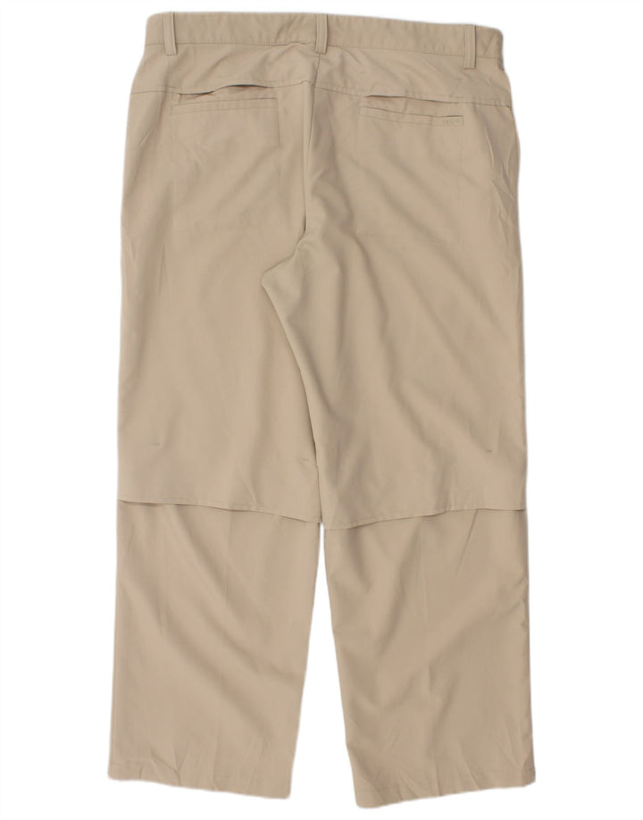 Izod Mens Straight Chino Trousers W36 L28 Beige Polyester