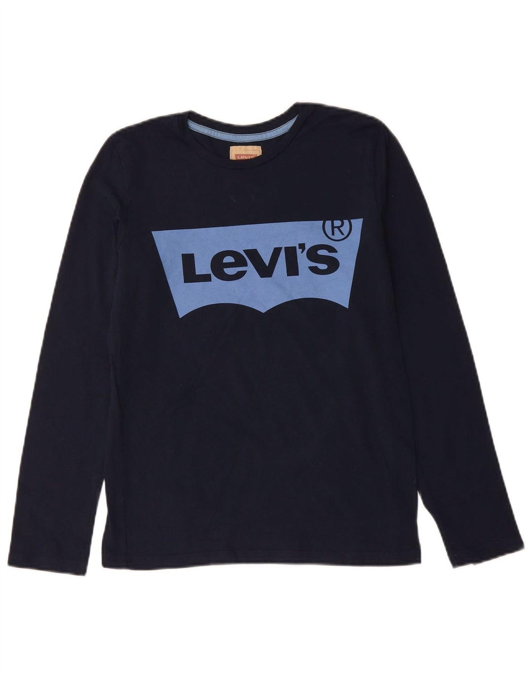 LEVI'S Boys Graphic Top Long Sleeve 13-14 Years Navy Blue Cotton