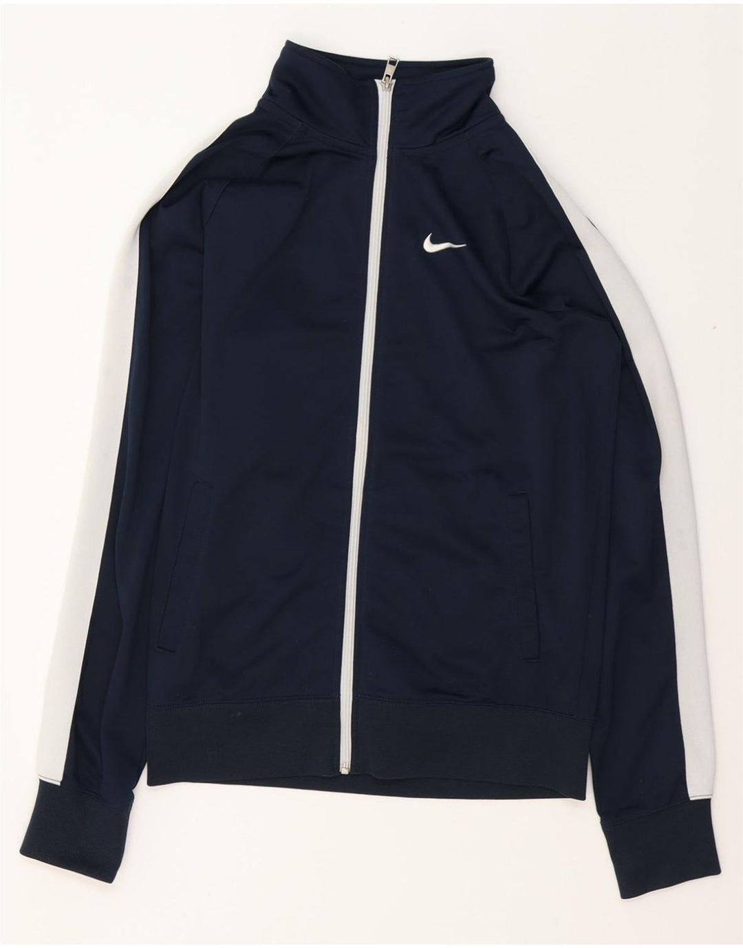 NIKE Mens Tracksuit Top Jacket Small Navy Blue Colourblock Polyester