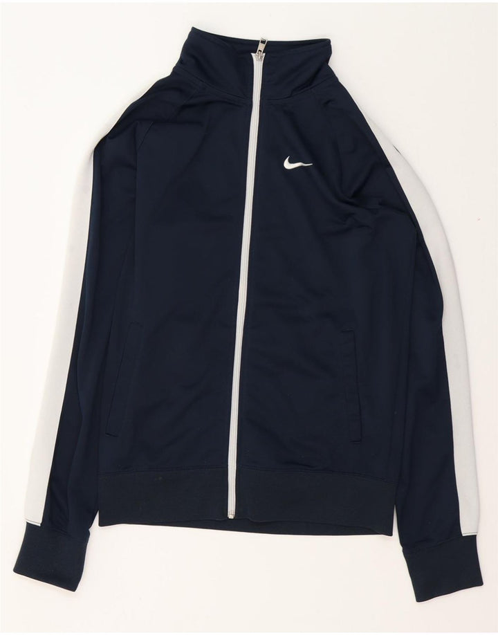 NIKE Mens Tracksuit Top Jacket Small Navy Blue Colourblock Polyester