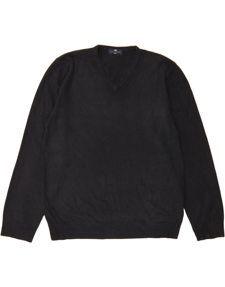 BLUE HARBOUR Mens V-Neck Jumper Sweater Large Navy Blue Acrylic Vintage Blue Harbour and Second-Hand Blue Harbour from Messina Hembry 