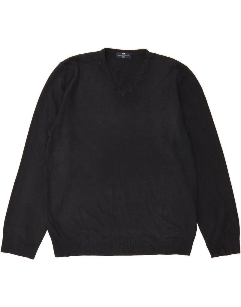 BLUE HARBOUR Mens V-Neck Jumper Sweater Large Navy Blue Acrylic Vintage Blue Harbour and Second-Hand Blue Harbour from Messina Hembry 