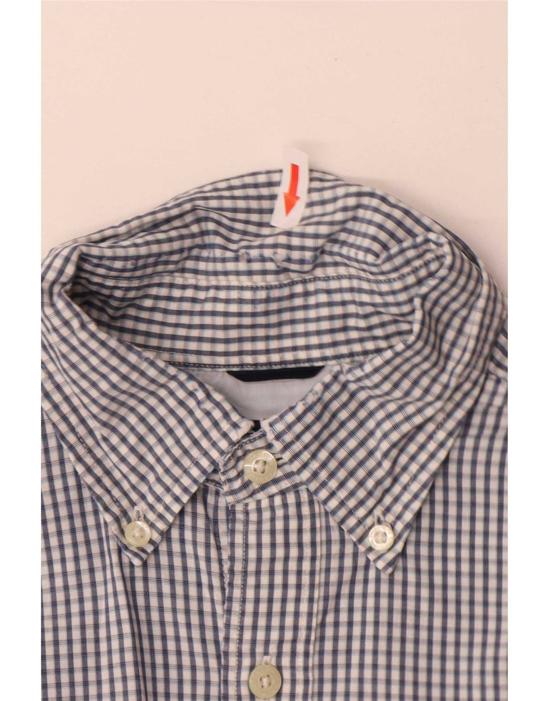 Nautica Mens Shirt Medium Blue Gingham Cotton
