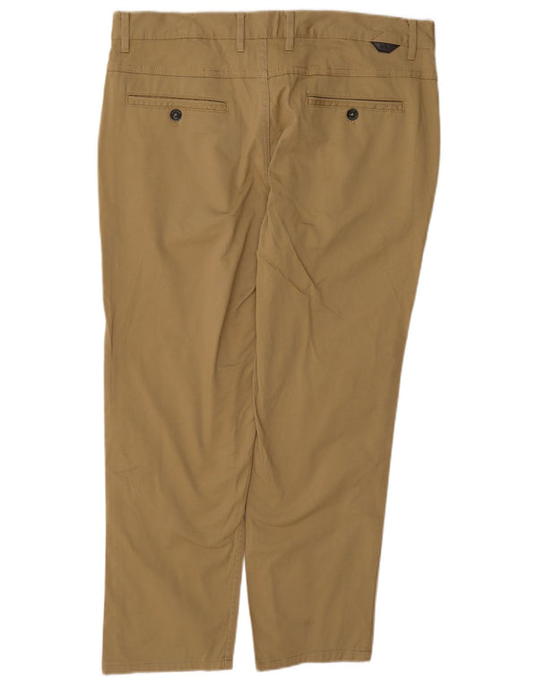 Zara Mens Straight Cropped Trousers EU 34 Large W34 L25 Beige Cotton