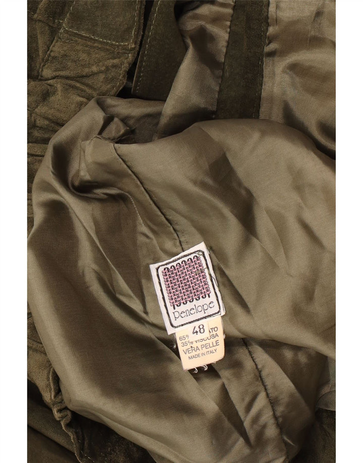 Penelope Womens Suede Jacket IT 48 XL Khaki Leather