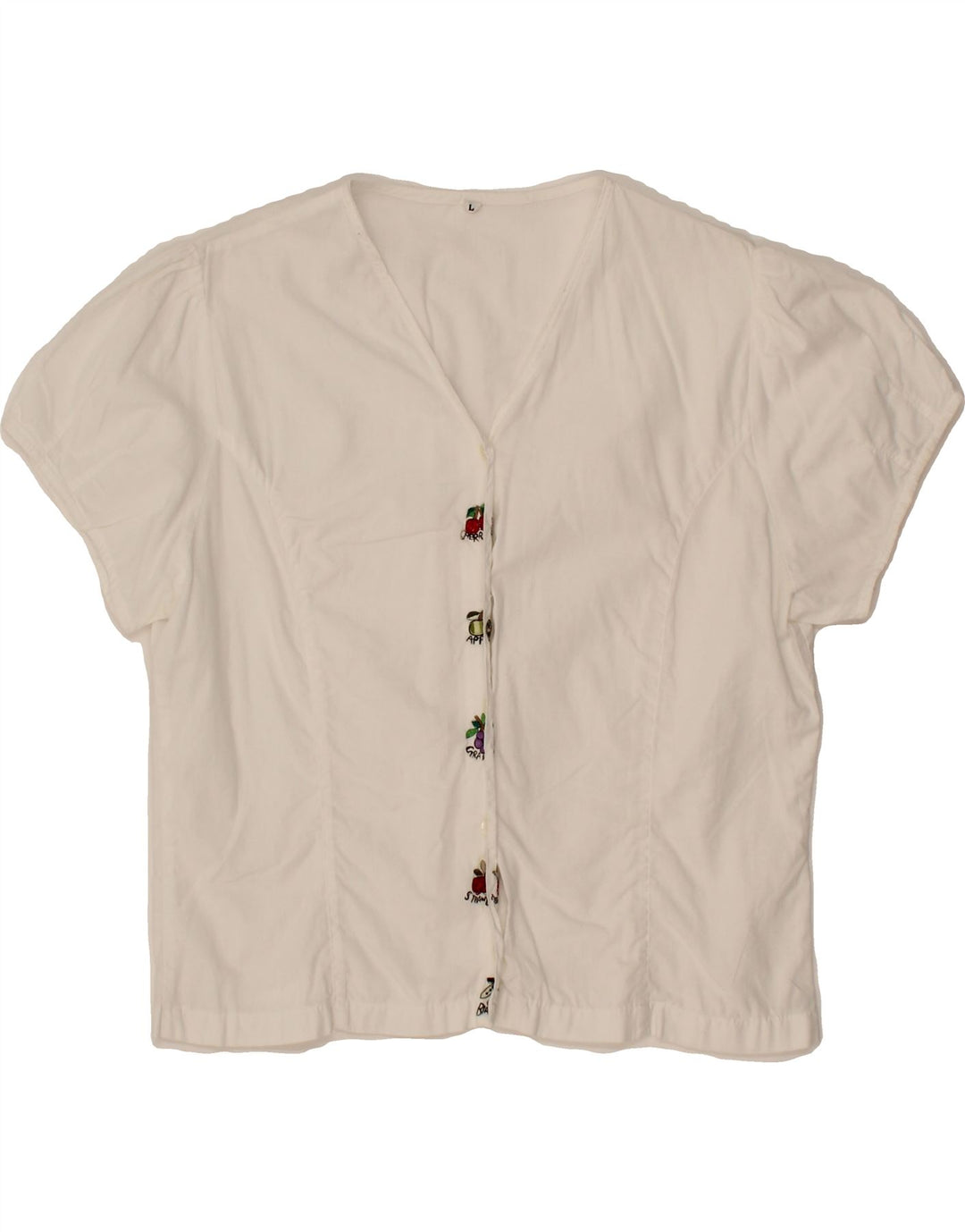 VINTAGE Womens Short Sleeve Shirt Blouse UK 14 Large White Vintage Vintage and Second-Hand Vintage from Messina Hembry 