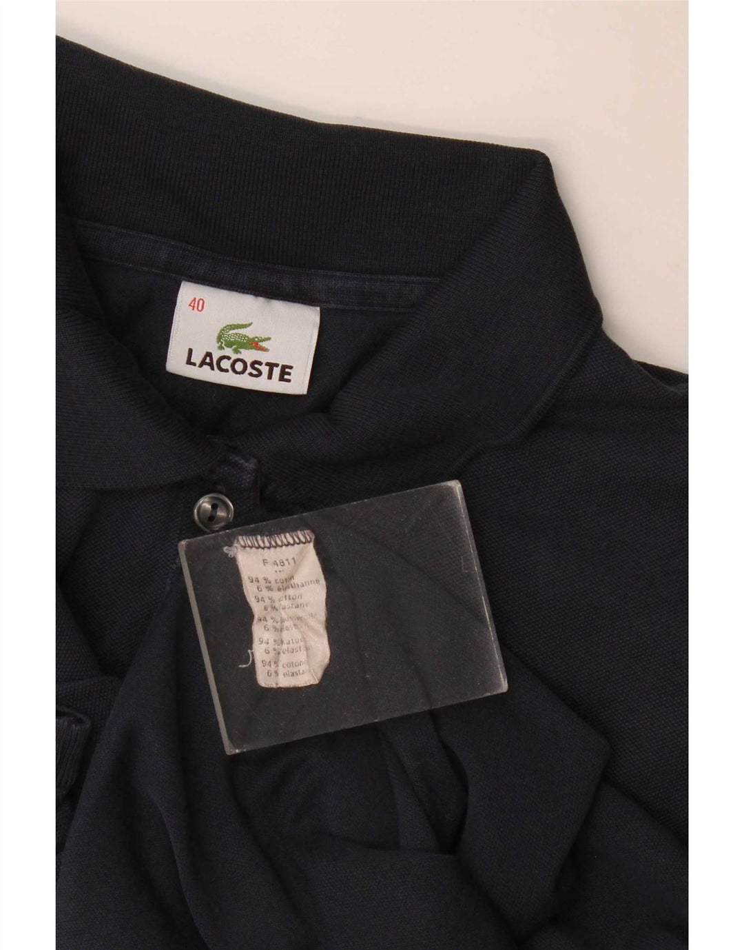 Lacoste Womens Polo Shirt Size 40 Medium Navy Blue Cotton