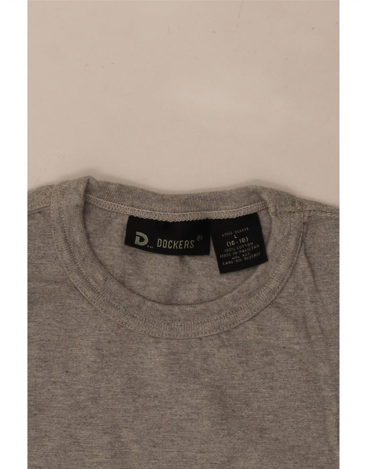 DOCKERS Boys Top Long Sleeve 15-16 Years Large Grey Colourblock Cotton