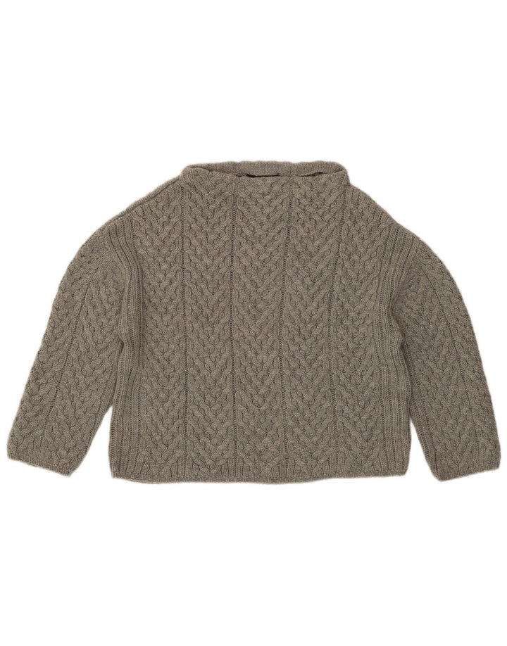 Zara Womens Oversized Crop Turtle Neck Jumper Sweater UK 10 Small Grey