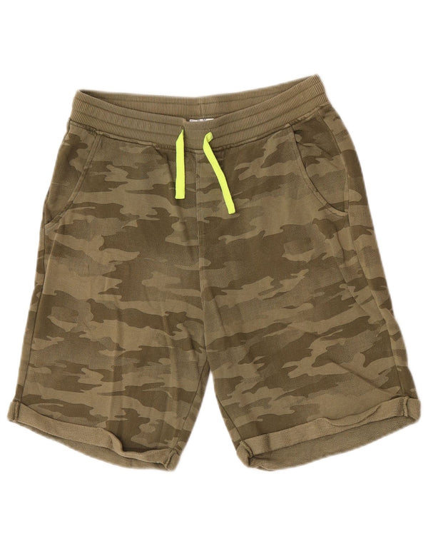 Benetton Boys Sport Shorts 11-12 Years 2XL Khaki Camouflage Cotton