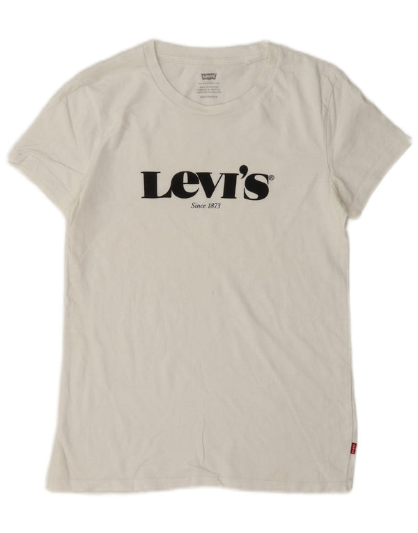 Levi's Womens Oversized Graphic T-Shirt Top UK 2 2XS White