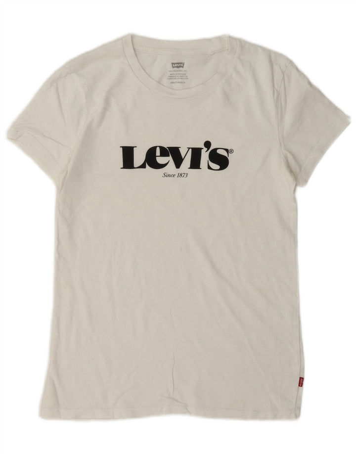 Levi's Womens Oversized Graphic T-Shirt Top UK 2 2XS White
