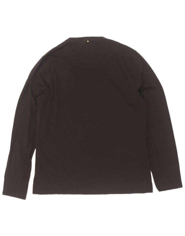 Pretty Green Mens Graphic Top Long Sleeve Large Black Cotton