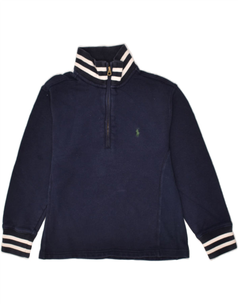 POLO RALPH LAUREN Boys Zip Neck Sweatshirt Jumper 8-9 Years Smal Navy Blue | Vintage Polo Ralph Lauren | Thrift | Second-Hand Polo Ralph Lauren | Used Clothing | Messina Hembry 