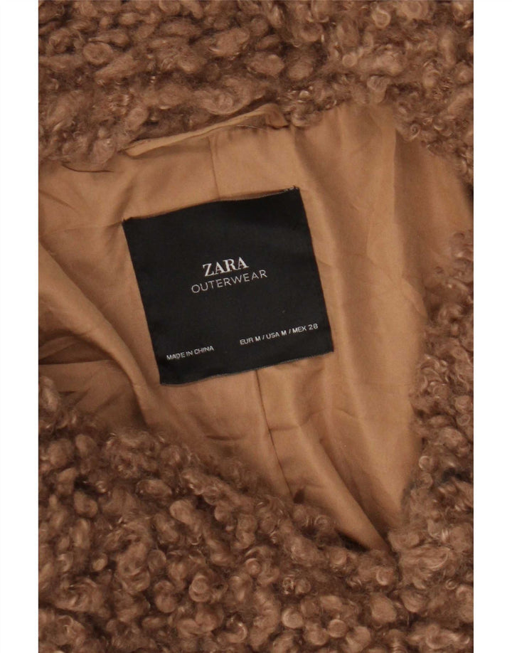 Zara Womens Oversized Faux Fur Overcoat UK 14 Medium Brown