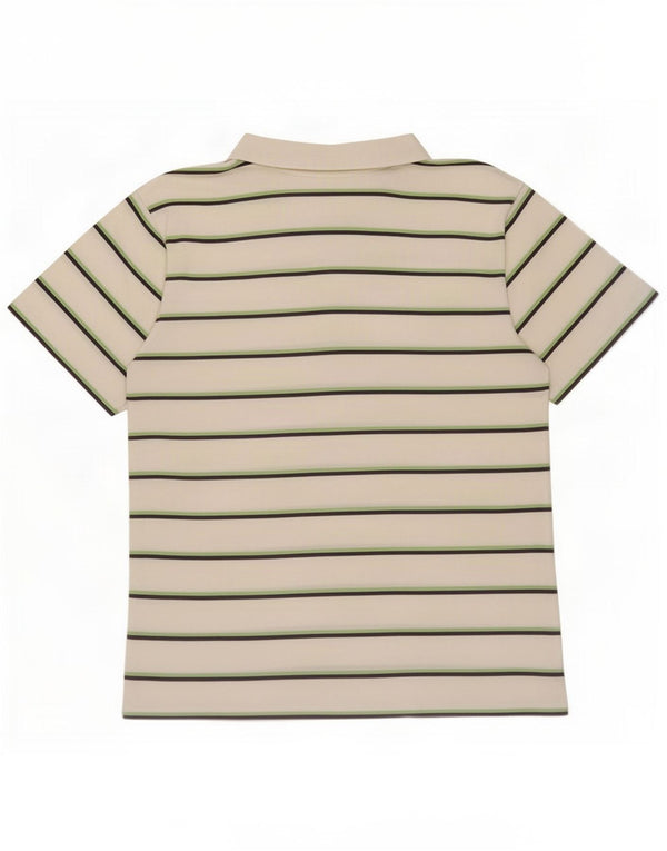 Reebok Womens Polo Shirt UK 12 Medium White Striped Cotton