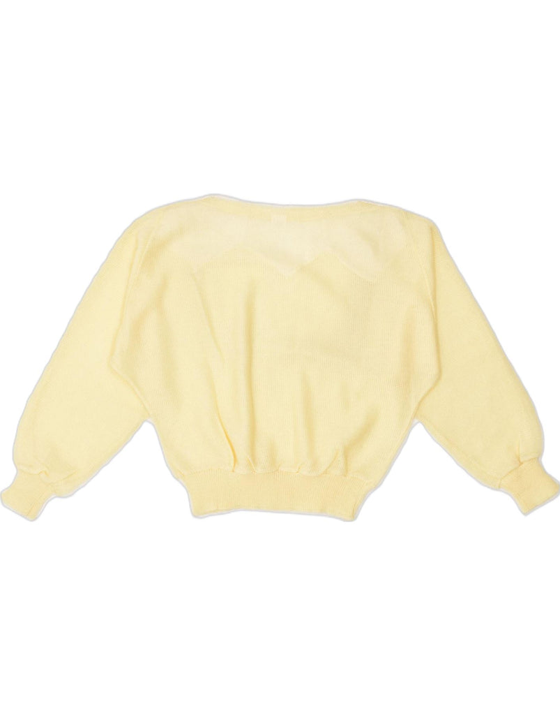 VINTAGE Womens Boat Neck Jumper Sweater UK 16 Large Yellow Cotton | Vintage | Thrift | Second-Hand | Used Clothing | Messina Hembry 