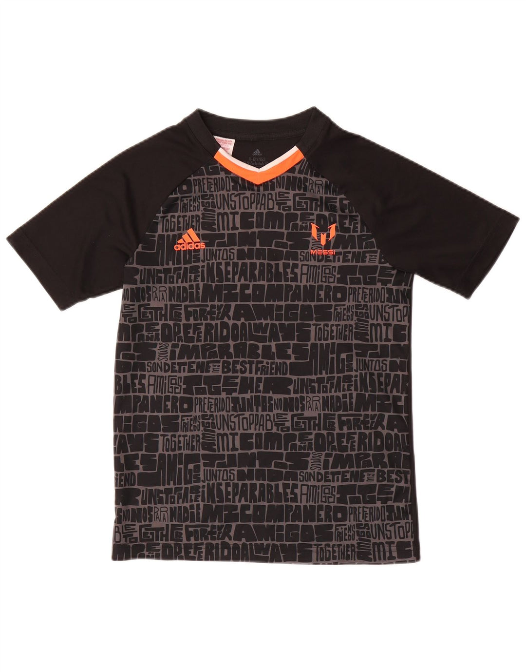 ADIDAS Boys MESSI Abstract Pattern Graphic T-Shirt Top 11-12 Years Black