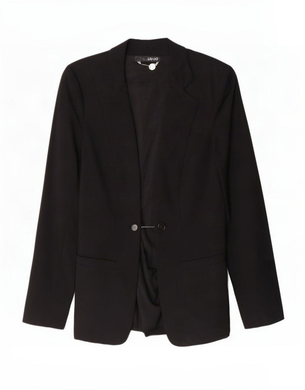 Liu Jo Womens 1 Button Blazer Jacket IT 44 Medium Black Wool