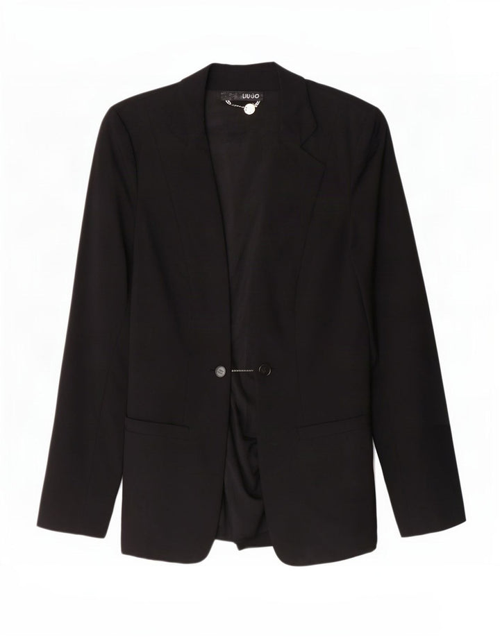 Liu Jo Womens 1 Button Blazer Jacket IT 44 Medium Black Wool