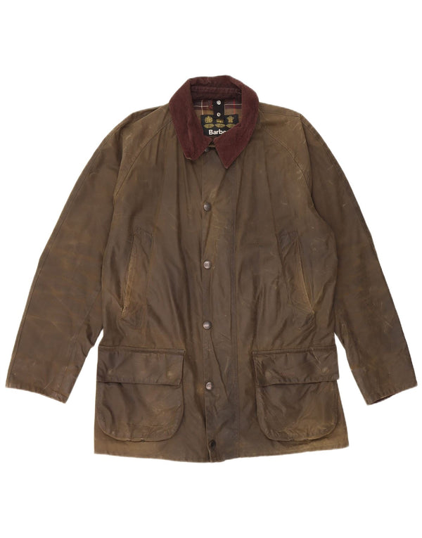 Barbour Mens Waxed Cotton Jacket UK 38 Medium Khaki Cotton