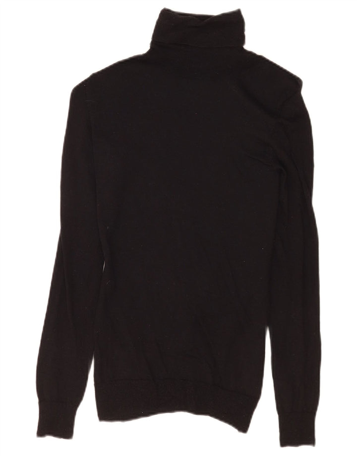Massimo Dutti Womens Roll Neck Jumper Sweater UK 8 Small Black