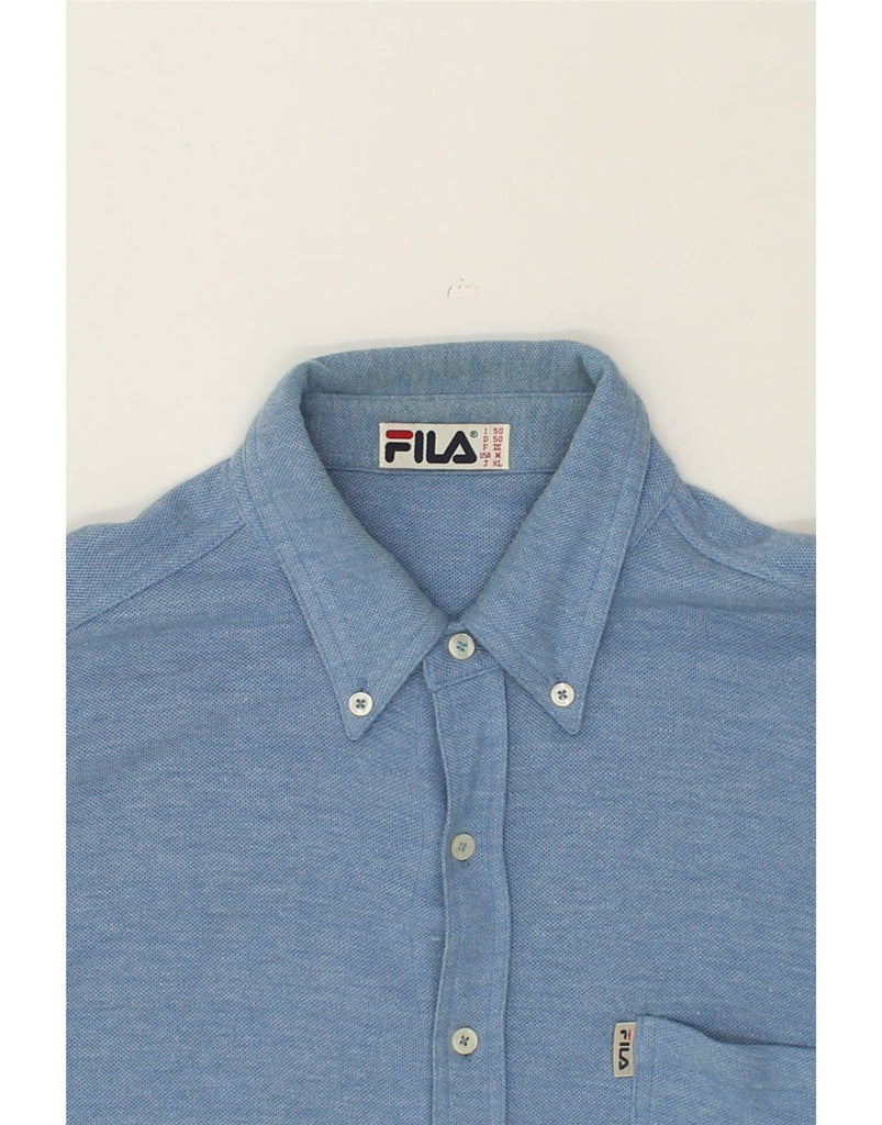 FILA Mens Shirt IT 50 Medium Blue Cotton | Vintage Fila | Thrift | Second-Hand Fila | Used Clothing | Messina Hembry 