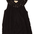 MICHAEL KORS Womens Sleeveless Blouse Top UK 12 Medium Black Cotton