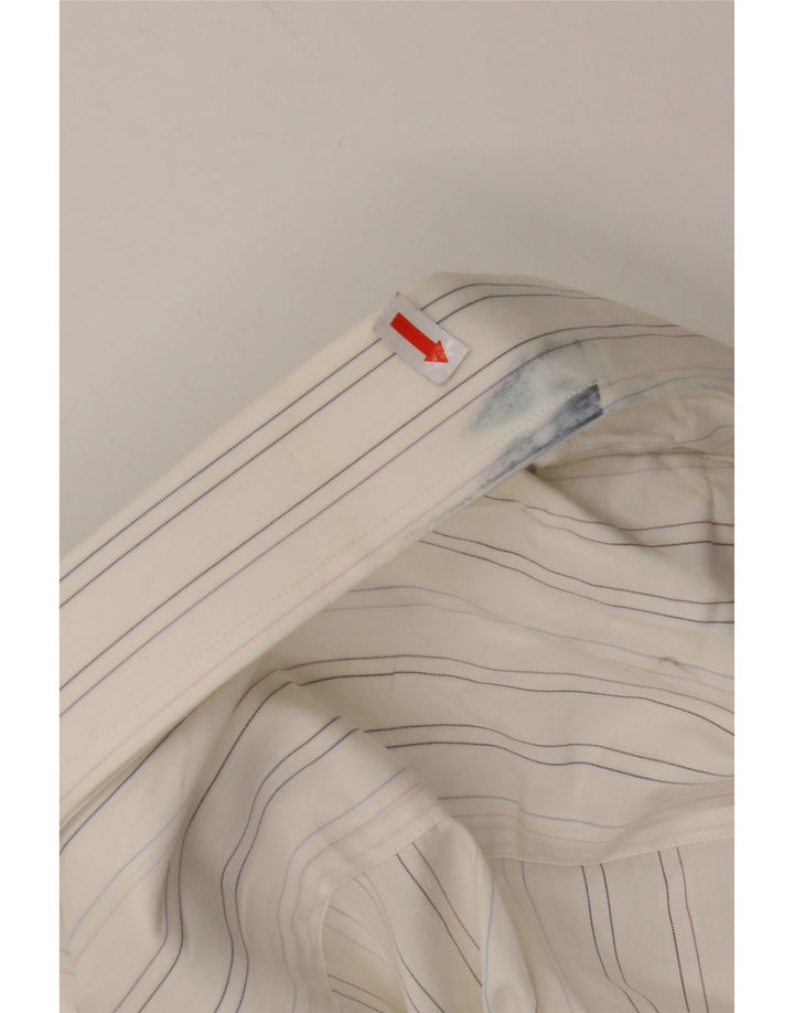 MASSIMO DUTTI Mens Shirt Size 43 Large White Striped Cotton