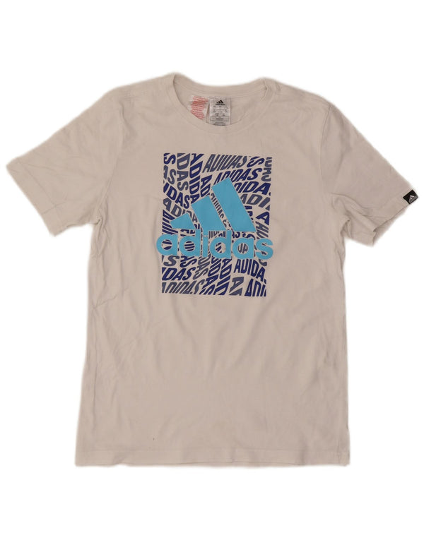 Adidas Boys Graphic T-Shirt Top 13-14 Years White Cotton