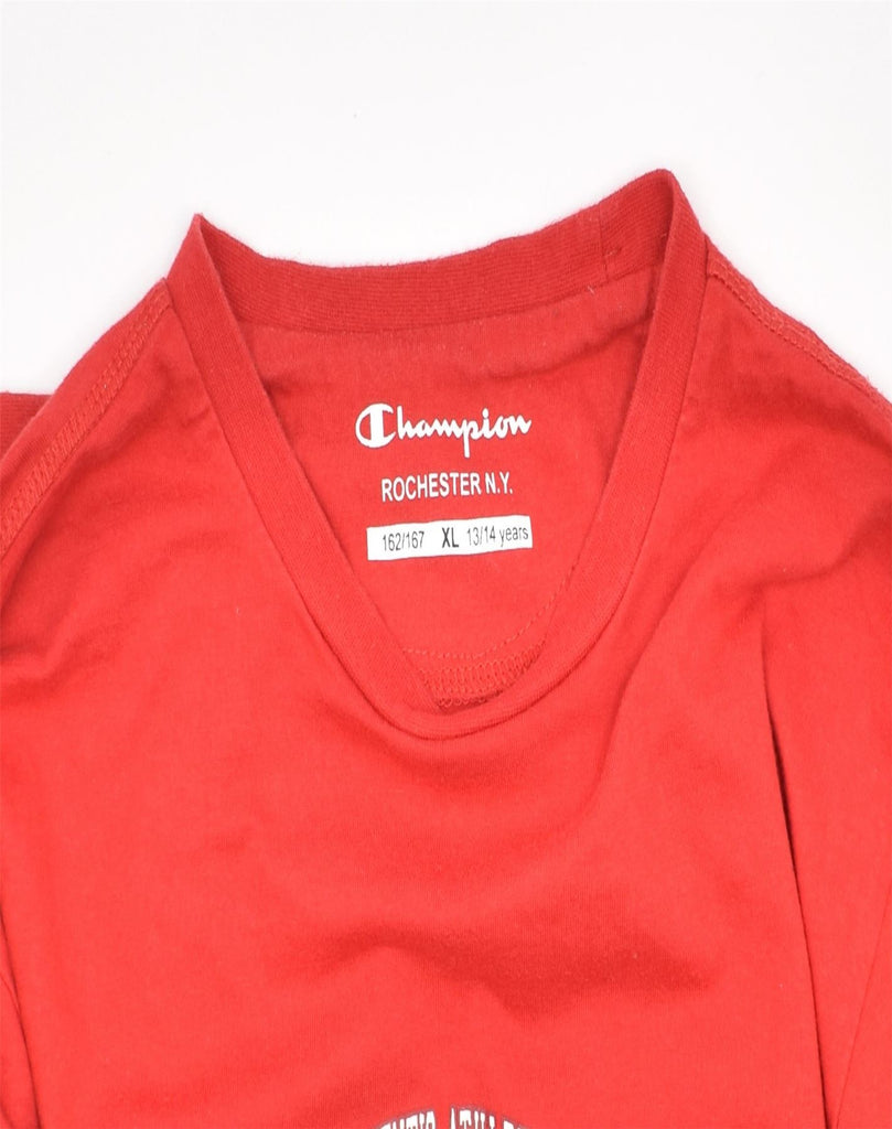 CHAMPION Boys Graphic Top Long Sleeve 13-14 Years XL Red Cotton | Vintage | Thrift | Second-Hand | Used Clothing | Messina Hembry 