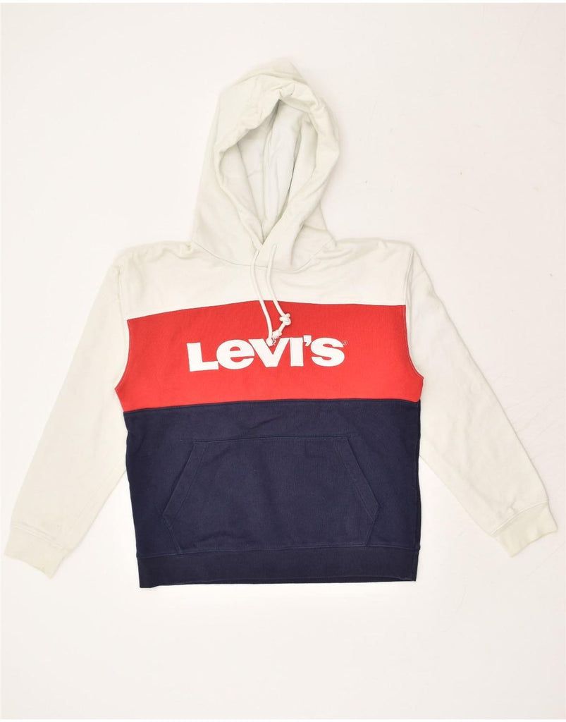 LEVI'S Mens Graphic Hoodie Jumper XS Multicoloured Colourblock Cotton | Vintage Levi's | Thrift | Second-Hand Levi's | Used Clothing | Messina Hembry 