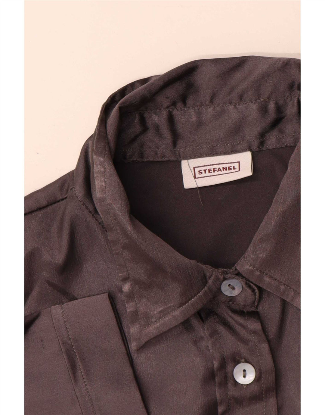 Stefanel Womens Short Sleeve Shirt UK 14 Large Grey