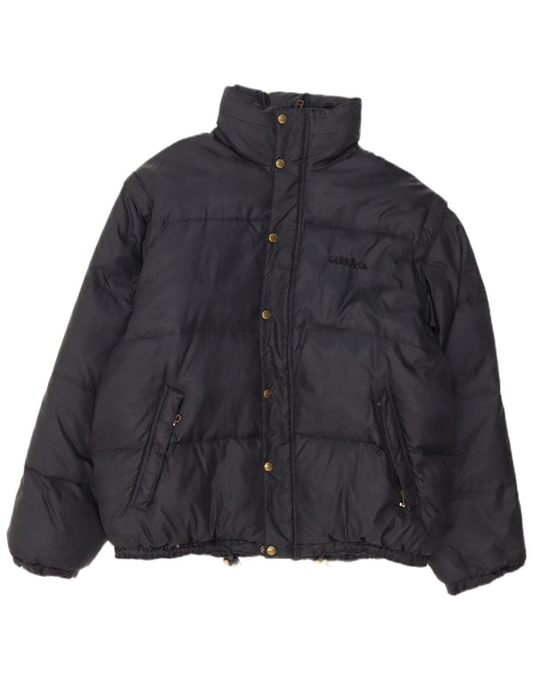 Vintage Mens Hooded Padded Jacket UK 40 Large Black Nylon