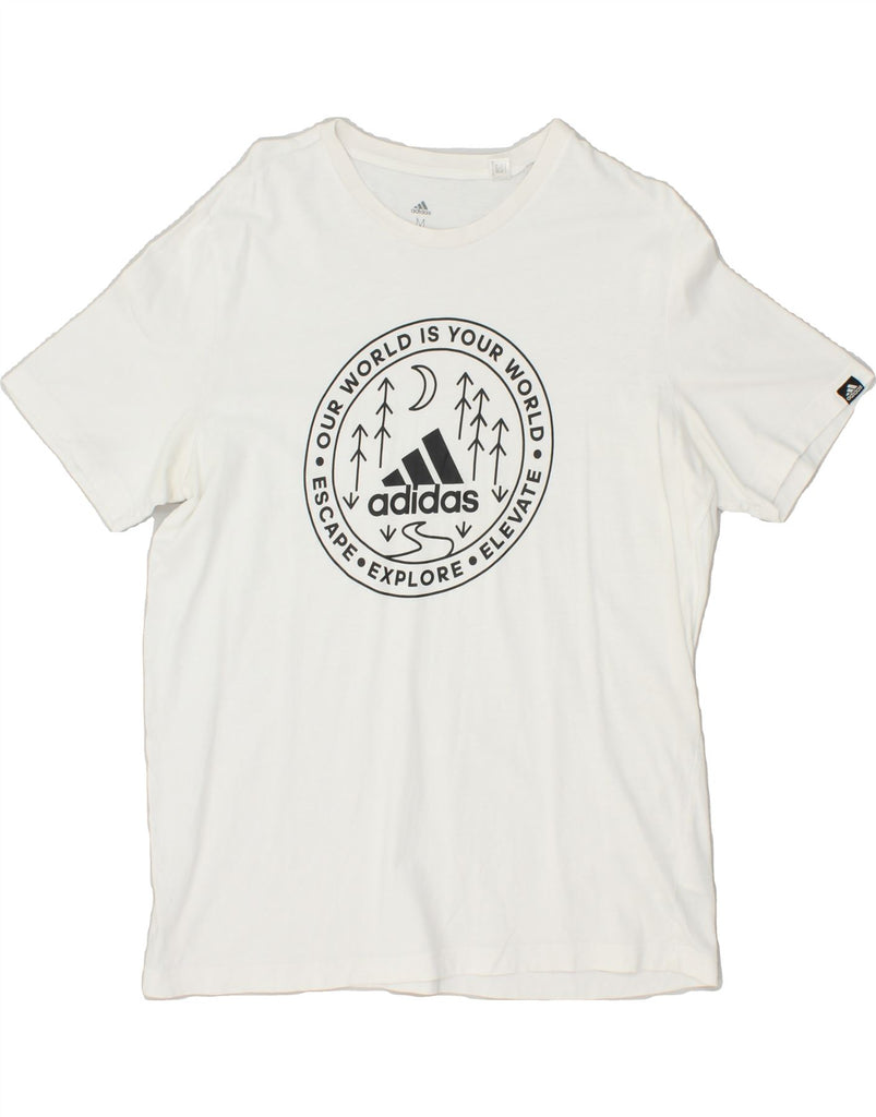 ADIDAS Mens Graphic T-Shirt Top Medium White Cotton | Vintage Adidas | Thrift | Second-Hand Adidas | Used Clothing | Messina Hembry 