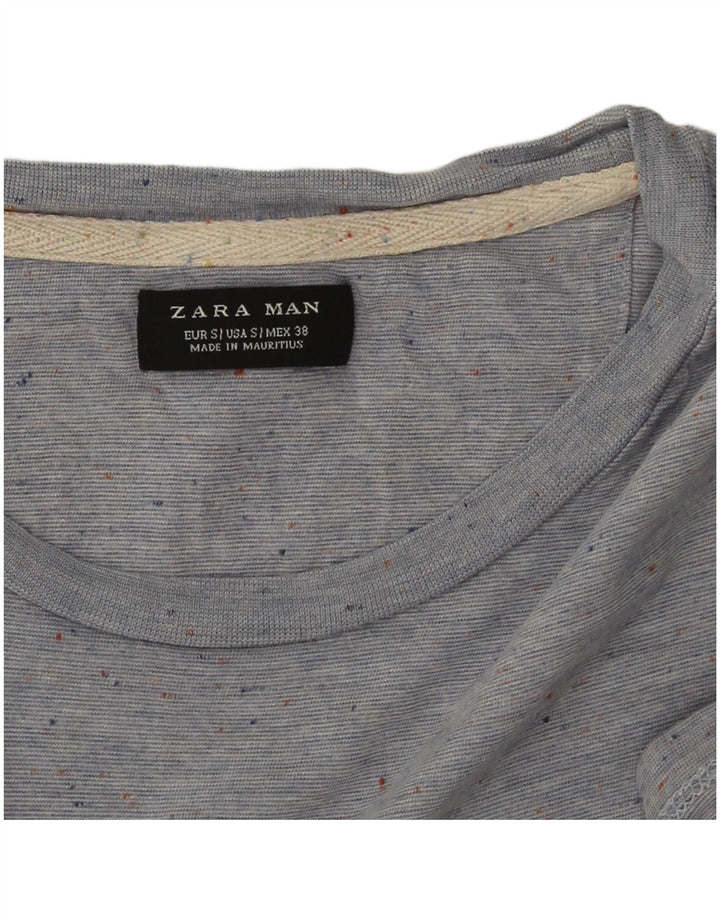 Zara Mens T-Shirt Top Small Blue Flecked