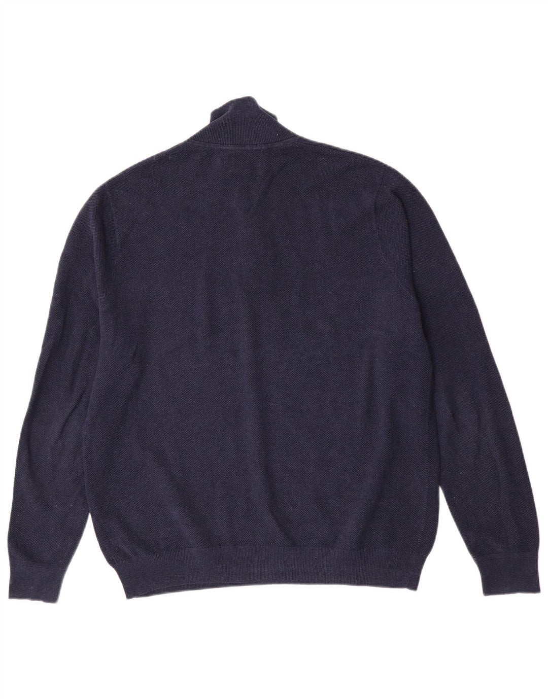 John Lewis Mens Zip Neck Jumper Sweater Large Navy Blue Cotton