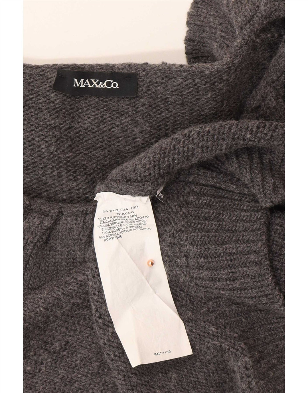 Max & Co. Womens Crop Cardigan Sweater UK 12 Medium Grey Wool