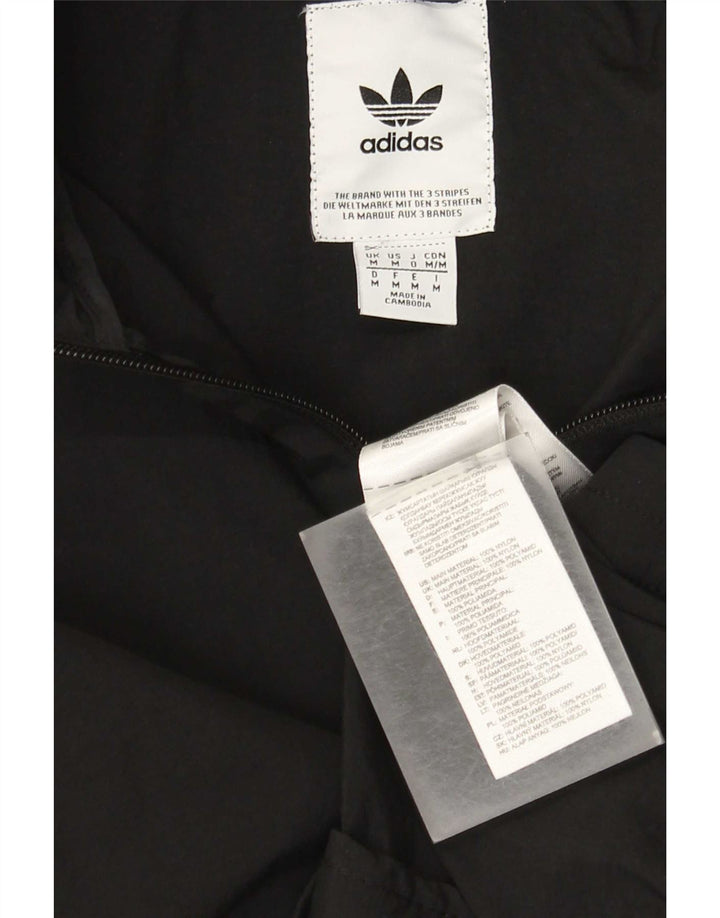 Adidas Mens Hooded Tracksuit Top Jacket Medium Black Nylon