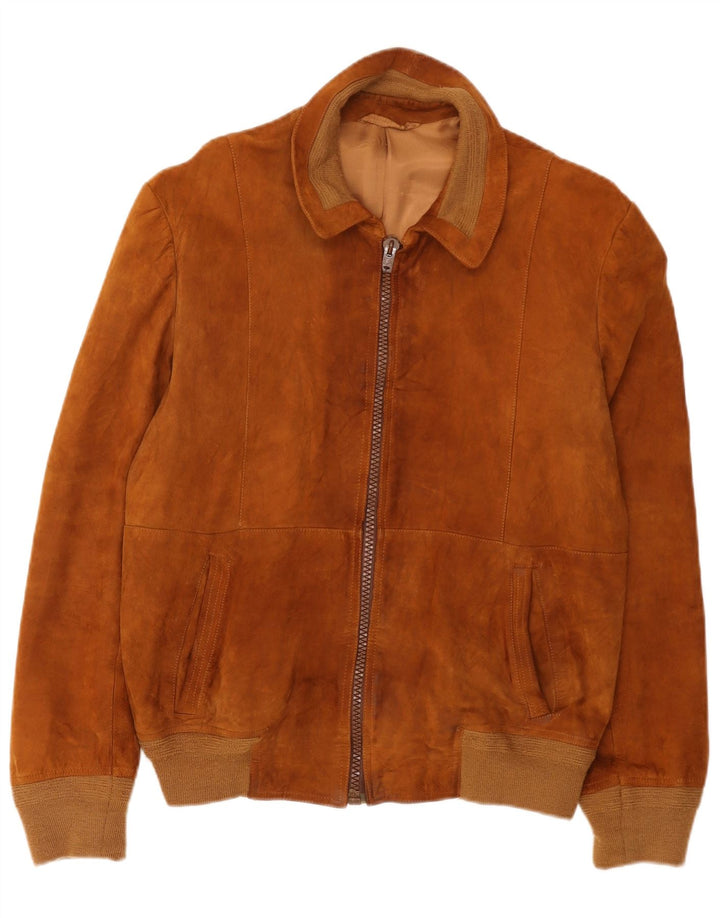 Vintage Mens Suede Bomber Jacket IT 52 XL Brown
