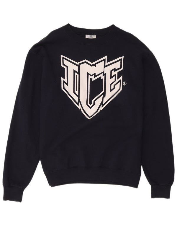 Champion Mens Graphic Sweatshirt Jumper Medium Navy Blue Cotton