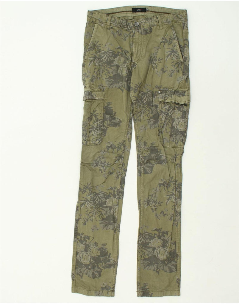 CELIO Womens Slim Cargo Trousers EU 38 Medium W30 L34 Green Floral Cotton | Vintage Celio | Thrift | Second-Hand Celio | Used Clothing | Messina Hembry 