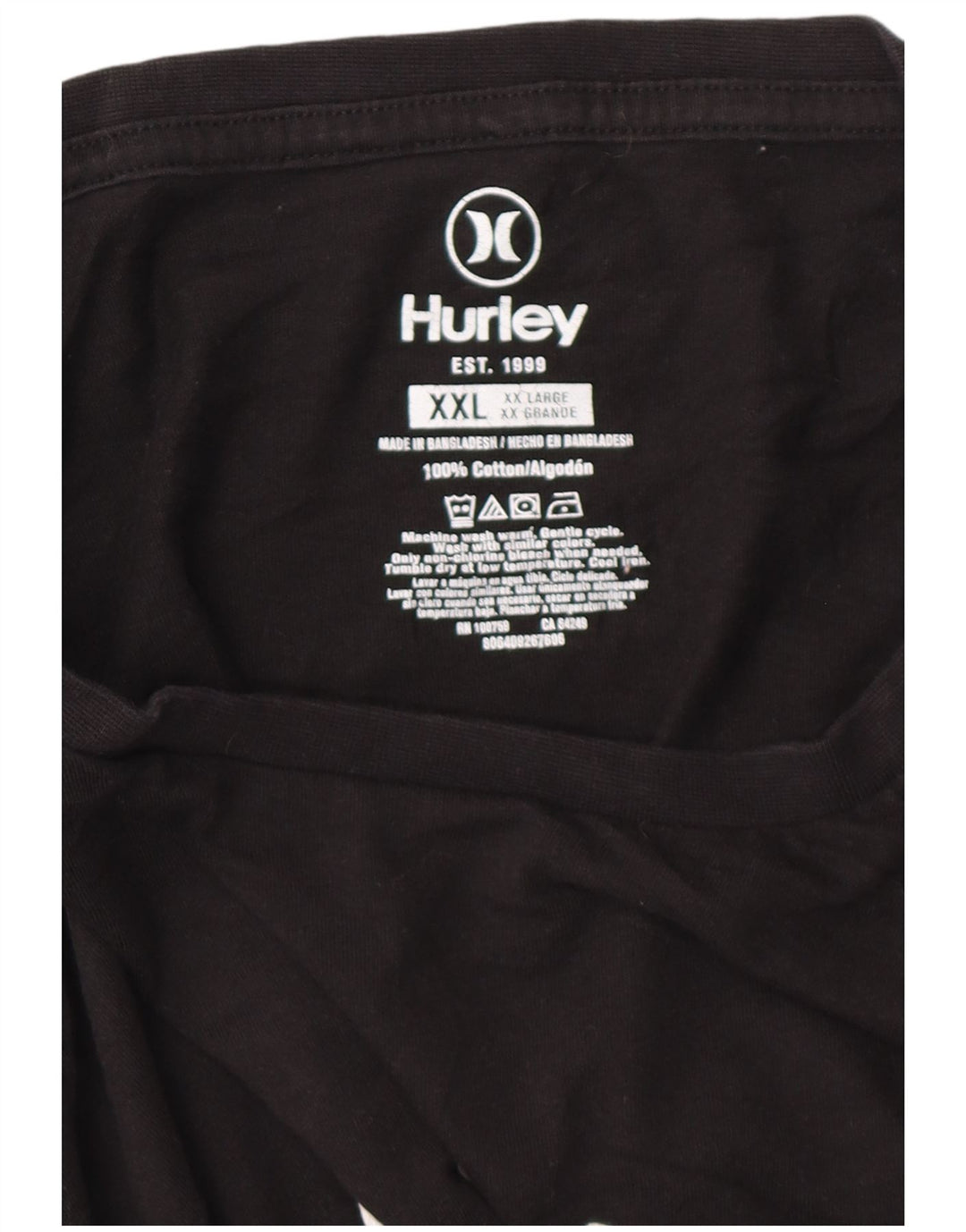 HURLEY Mens Graphic T-Shirt Top XL Black Cotton